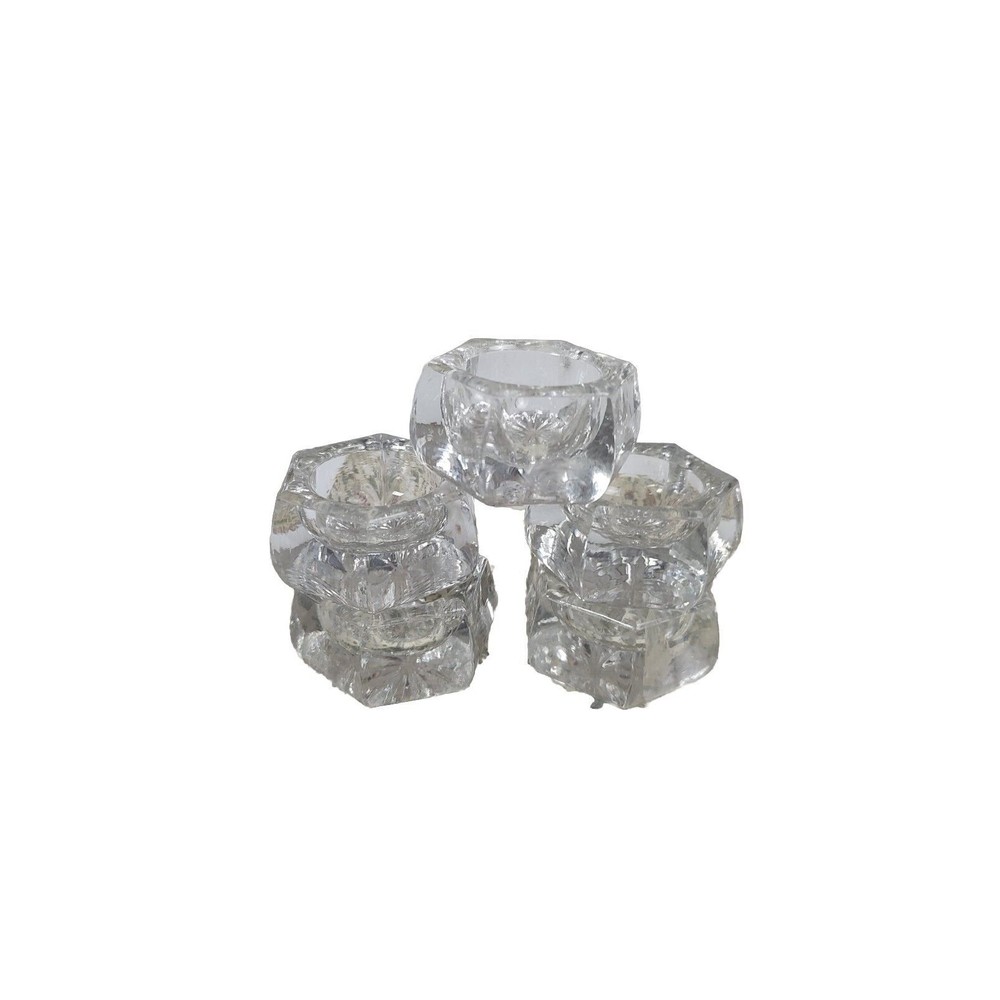 Vintage Lot of 5 Vintage Clear Glass Salt Dips Hexagon Shape